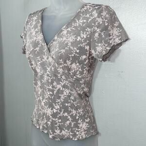 Vintage Jazz Sport Fits Small Silver Pink Floral Y2K Babydoll Top Fairy Coquette